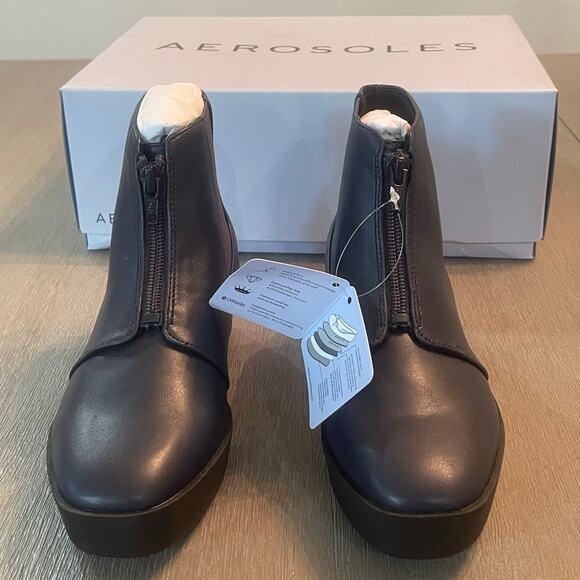 Aerosoles Womens Carin Navy Comfortable Wedge Ankle Booties Size 5M Casual - Picture 5 of 11